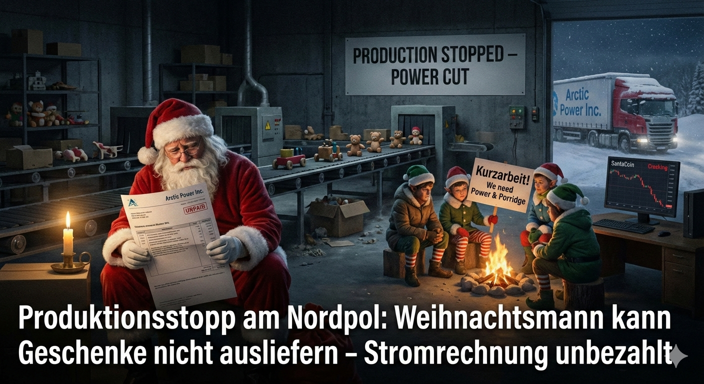 Produktionsstopp am Nordpol: Weihnachtsmann kann Geschenke nicht ausliefern – Stromrechnung unbezahlt